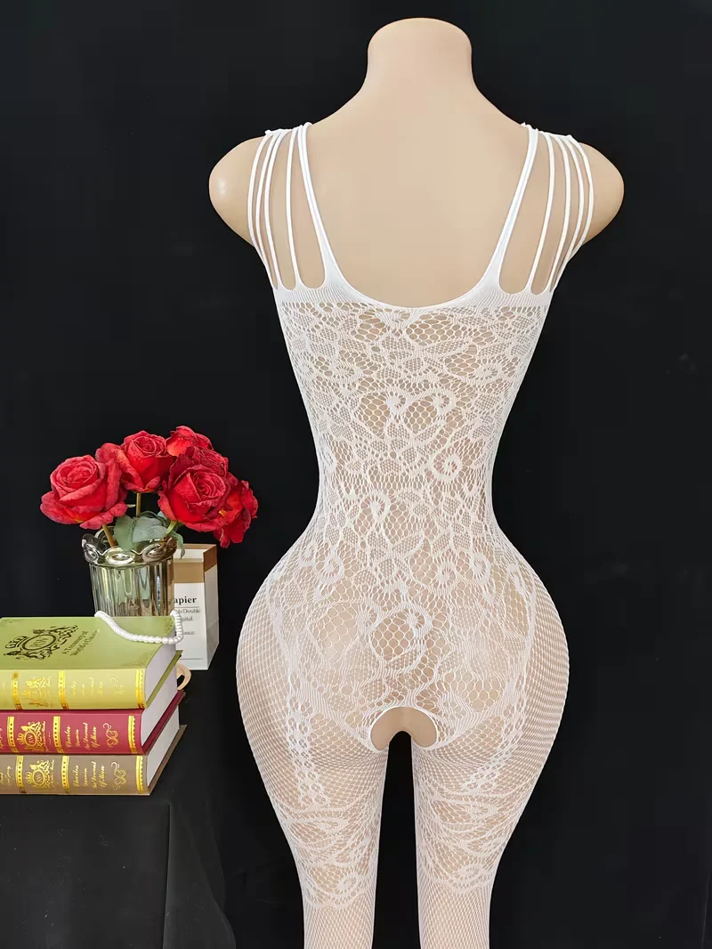 Sexy Open-Front Semi-Sheer Lingerie Onesie