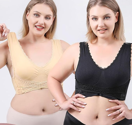 (Pack Of 2) 🔥Flat 30% off - comfy corset bra front cross side buckle lace bras