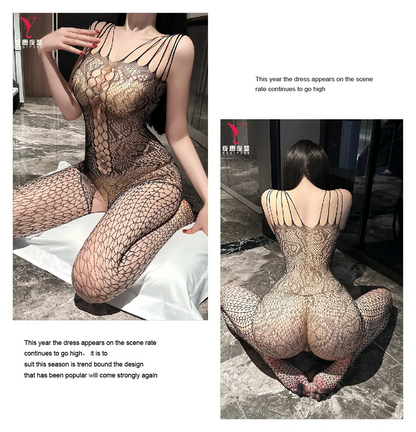 Sensual Backless Deep V-Neck Sleeveless Full Body Stocking