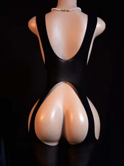 Semi-Sheer Crisscross Strap Bodysuit