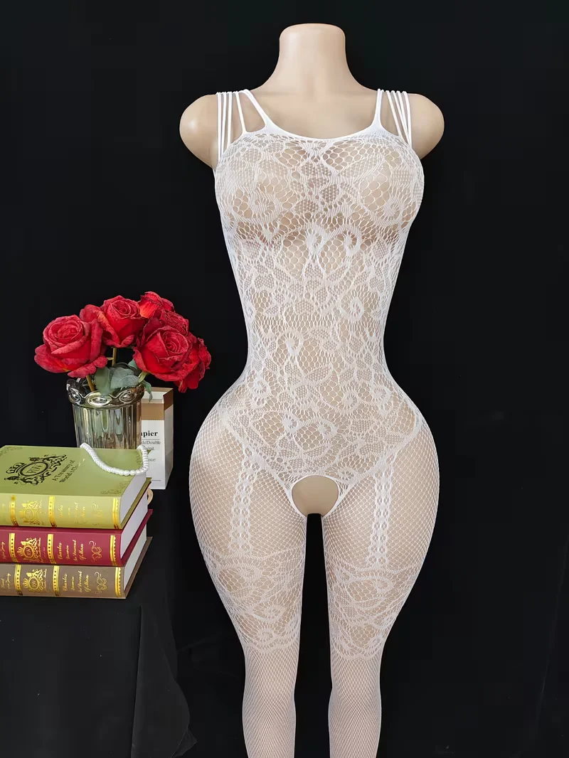Sexy Open-Front Semi-Sheer Lingerie Onesie