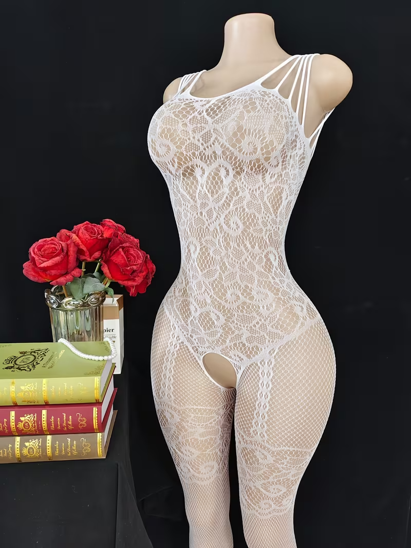 Sexy Open-Front Semi-Sheer Lingerie Onesie