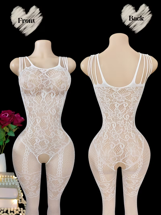 Sexy Open-Front Semi-Sheer Lingerie Onesie