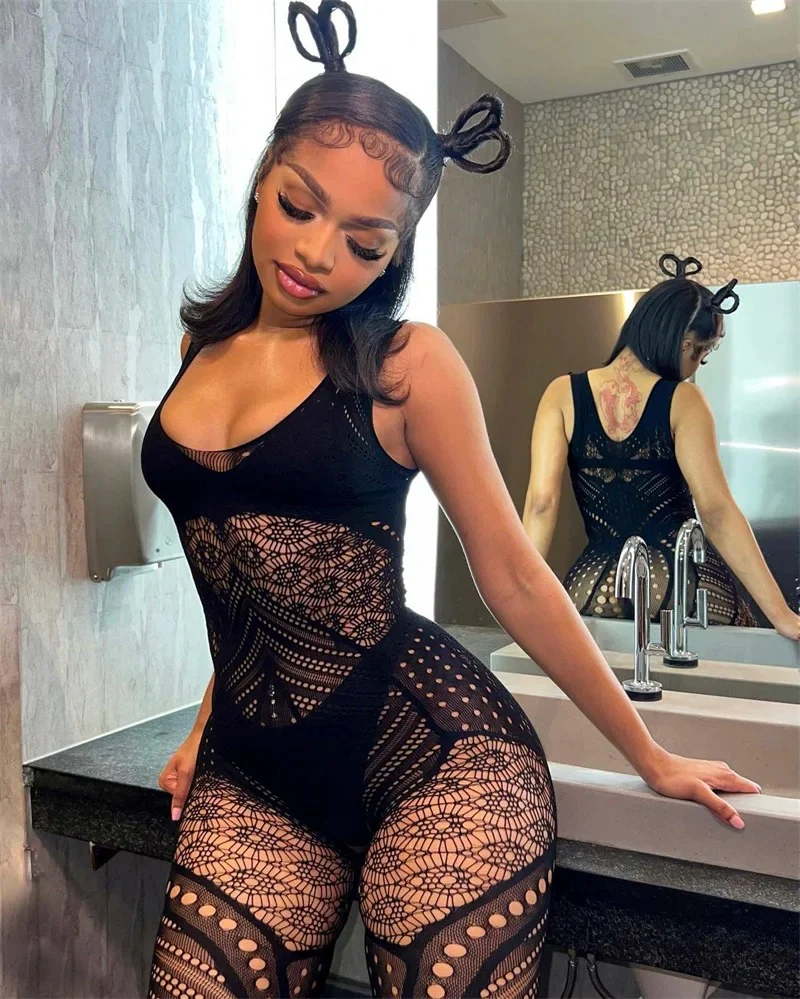 Women's Hollow Out See-Through Midnight Body Stocking