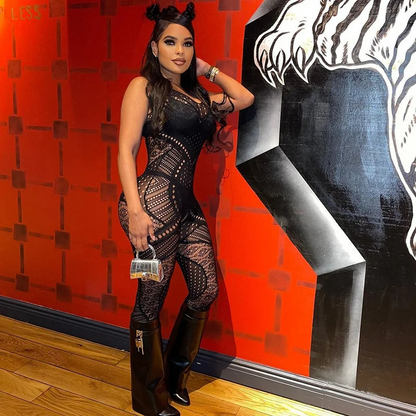 Women's Hollow Out See-Through Midnight Body Stocking