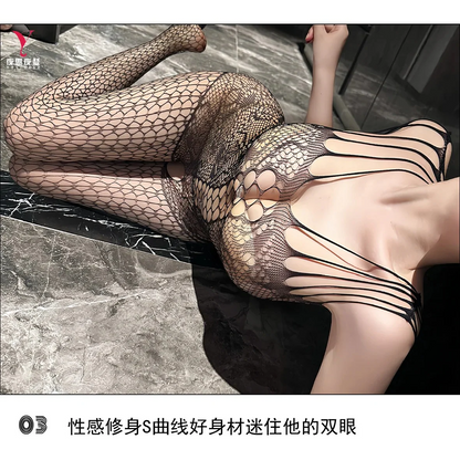 Sensual Backless Deep V-Neck Sleeveless Full Body Stocking