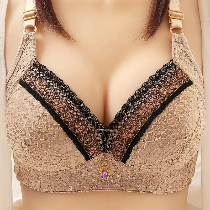 Elegant Lace Bralette - Ultra-Thin, Deep V-Neck,